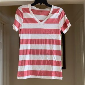 Pink and Cream Striped VNeck Tshirt!
